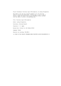 The Project Gutenberg eBook #5740: Tractatus Logico