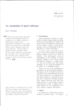 An examination of speed endurance