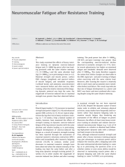 Neuromuscular Fatigue after Resistance Training