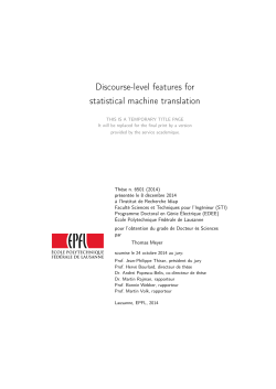 Discourse-level features for statistical machine