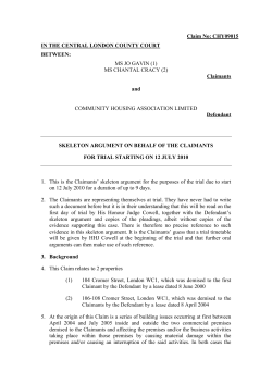 Claimants Skeleton Argument - you`re dealing with me now