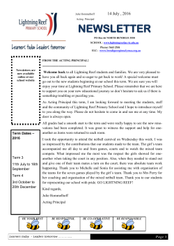 NEWSLETTER - Lightning Reef Primary School