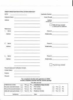 CREDIT INVESTIGATION STIPUL TATION CHECKLIST DATE