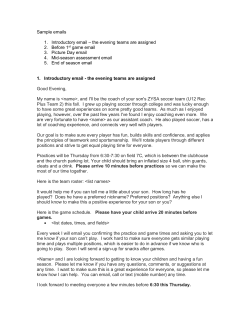 Sample emails 1. Introductory email &ndash; the evening teams are