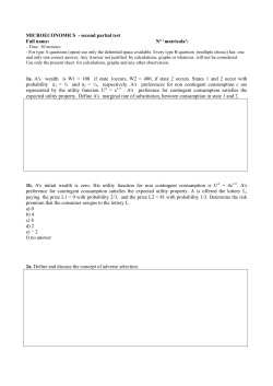 MICROECONOMICS - second partial test Full name: N&deg; `matricola