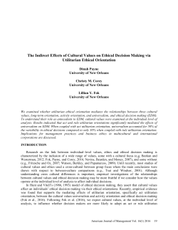 The Indirect Effects of Cultural Values on Ethical Decision Making