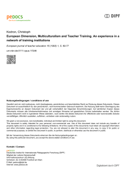 European Dimension, Multiculturalism and Teacher