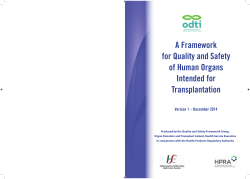 A Framework for Quality and Safety of Human Organs