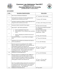CLAT CALENDAR Sr. No. Description of Specific Activities Date and