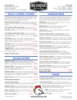 POLLO A LA BRASA / CHICKEN HomeMade Sides