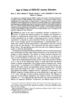 Ages of Onset of DSM-III Anxiety Disorders