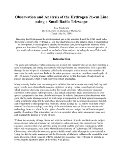 Observation and Analysis of the Hydrogen 21-cm Line using