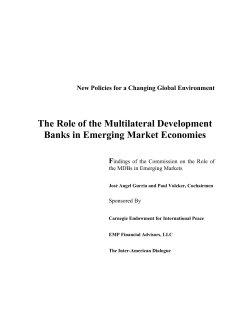 The Role of the Multilateral Development Banks in Emerging Market