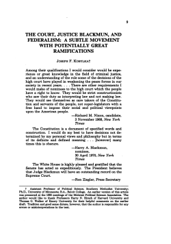 Court, Justice Blackmun, and Federalism: A Subtle Movement with