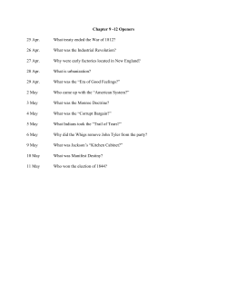 Chapter 9 -12 Openers 25 Apr. What treaty ended the War of 1812