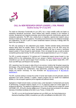 CALL for NEW RESEARCH GROUP LEADERS