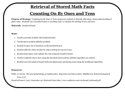 Retrieval of Stored Math Facts Counting On By Ones and Tens