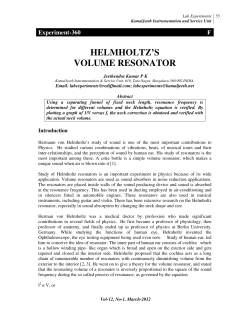 HELMHOLTZ`S VOLUME RESONATOR