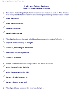Light and Optical Systems - Topic 3 Practice Quiz