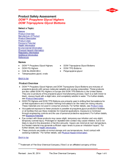Product Safety Assessment DOW&trade; Propylene Glycol Highers DOW
