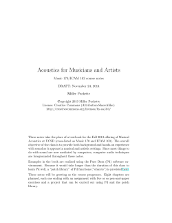 Acoustics for Musicians and Artists