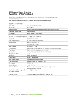 2012 Jeep® Grand Cherokee CANADIAN SPECIFICATIONS