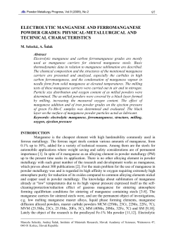 ELECTROLYTIC MANGANESE AND FERROMANGANESE