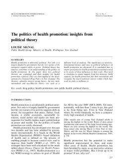 The politics of health promotion
