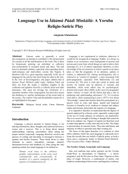 Language Use in Ědŕŕm&uacute; P&aacute;ŕdě M&iacute;nk&aacute;&iacute;lů: A Yoruba Religio