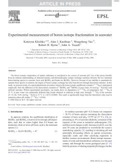 Experimental measurement of boron isotope fractionation in seawater