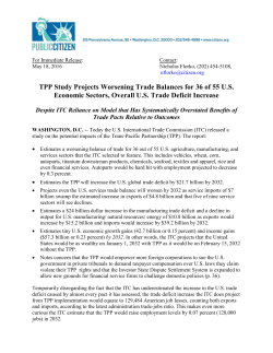 TPP Study Projects Worsening Trade Balances for