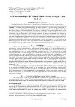 An Understanding of the Parable of the Shrewd Manager