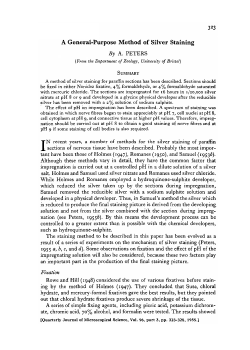 A General-Purpose Method of Silver Staining By A. PETERS