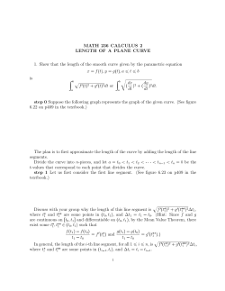 MATH 236 CALCULUS 2 LENGTH OF A PLANE CURVE 1. Show