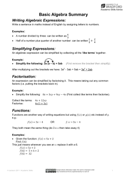 Basic Algebra Summary
