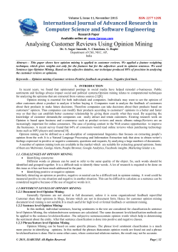 Analysing Customer Reviews Using Opinion Mining