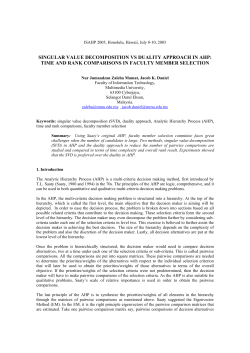 SINGULAR VALUE DECOMPOSITION VS DUALITY APPROACH IN