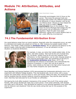 Module 74: Attribution, Attitudes, and Actions