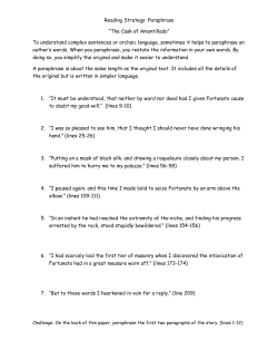 Reading Strategy: Paraphrase &ldquo;The Cask of Amontillado&rdquo; To