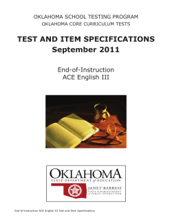 TEST AND ITEM SPECIFICATIONS September 2011