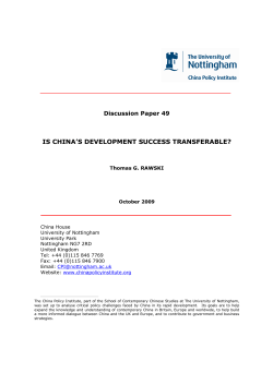is china`s development success transferable?