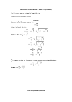 Answer on Question #48679 &ndash; Math &ndash; Trigonometry Find the exact