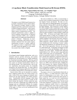 A log-linear block transliteration model based on bi