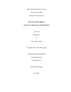 THE INCLUDED MIDDLE: LOGOS IN ARISTOTLE`S PHILOSOPHY