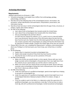 Archeology Merit Badge Requirements: