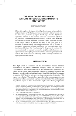 The High Court and Kable: A Study in Federalism and