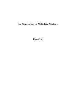 Ion Speciation in Milk-like Systems - Wageningen UR E