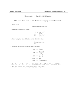 Homework 4 &mdash; Due 10/4/2010 in class This cover sheet must be