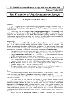 The Evolution of Psychotherapy in Europe