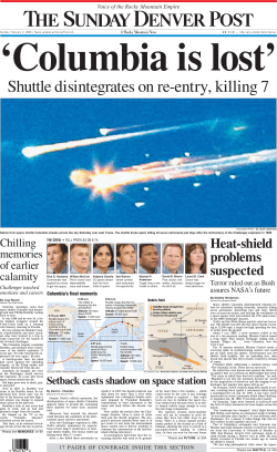 Shuttle disintegrates on re-entry, killing 7